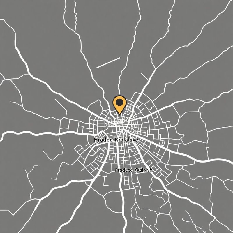 Ilustrovaná mapa s pinem v centru Hradce Králové